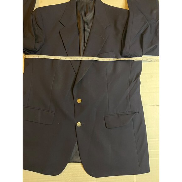 VTG Burberrys Mens Blazer Navy 100% Wool Made In USA Size 44R gold buttons - Picture 12 of 16